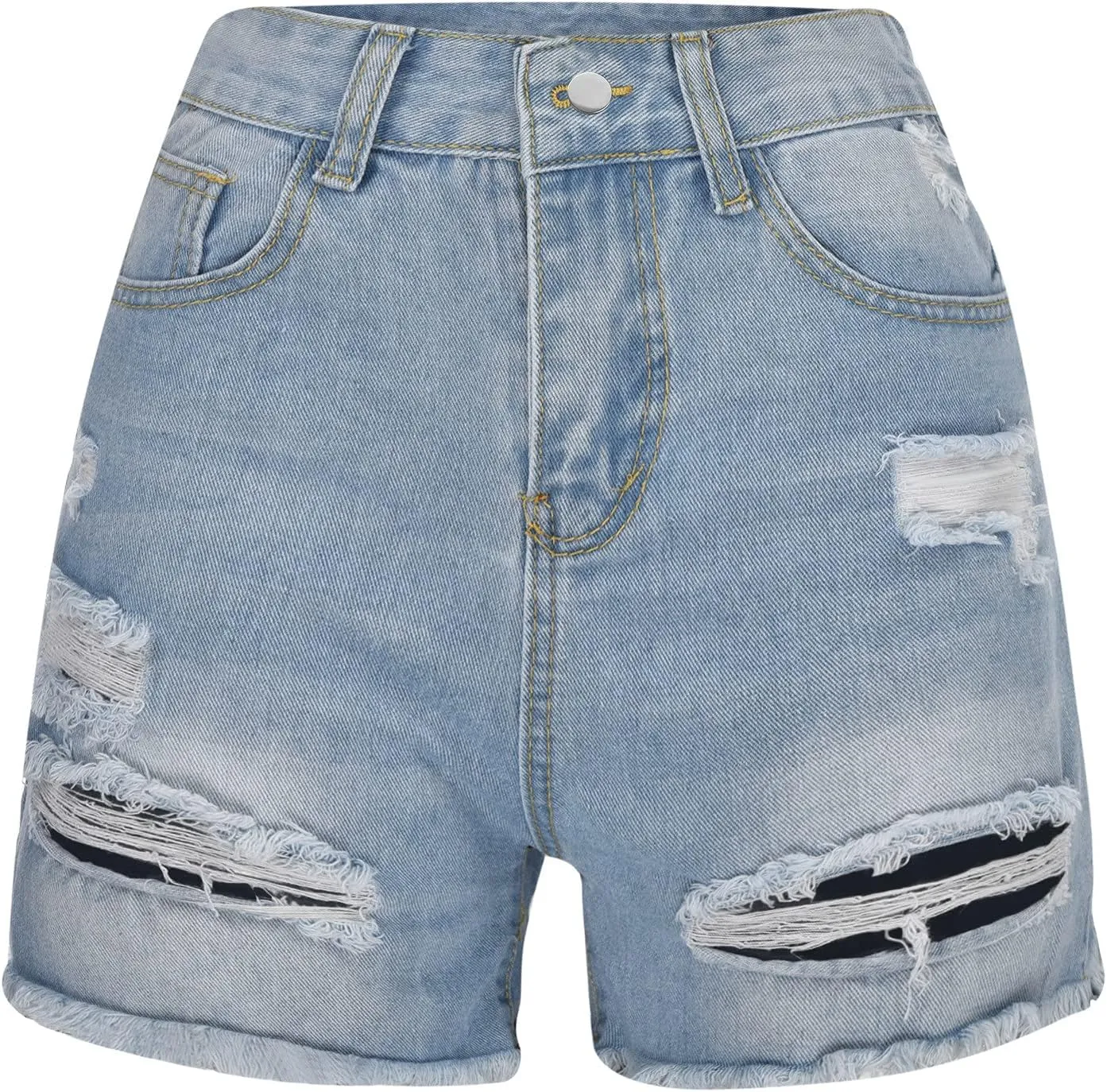 2025 Women Destroyed Denim Shorts High Waisted Jean Shorts Sexy Ripped Jeans Stretch Distressed Denim Pants