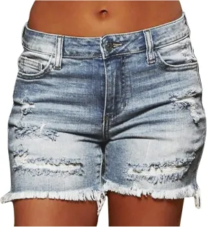 2025 Women Destroyed Denim Shorts High Waisted Jean Shorts Sexy Ripped Jeans Stretch Distressed Denim Pants