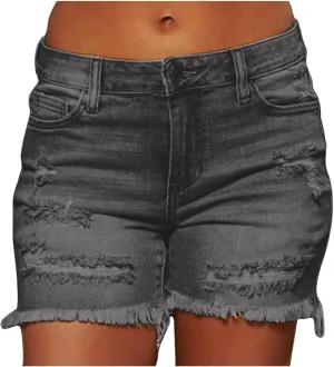 2025 Women Destroyed Denim Shorts High Waisted Jean Shorts Sexy Ripped Jeans Stretch Distressed Denim Pants