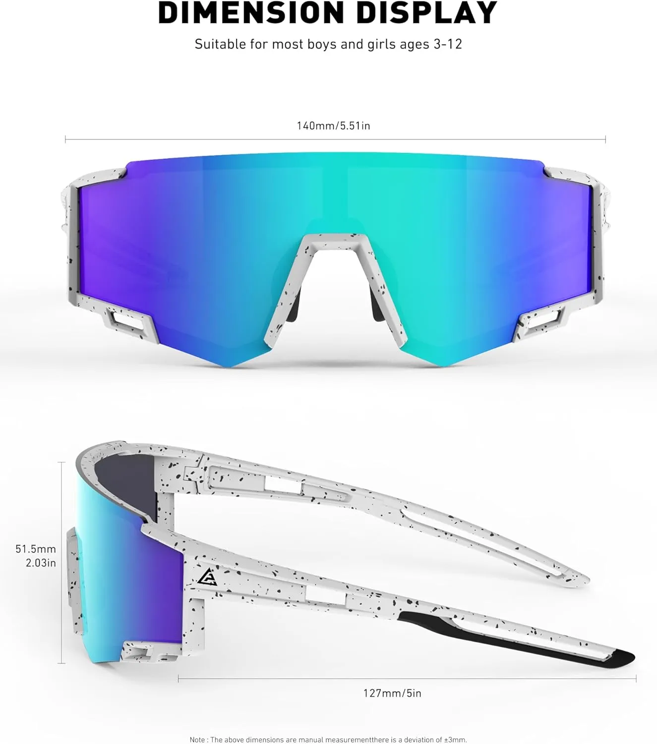 3 Pack Kids Polarized Sunglasses Youth Baseball Sunglasses for Boys Girls Age 6-14 Sports UV400 Protection SunGlasses