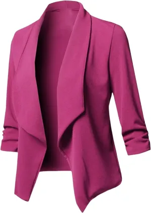 3/4 Sleeve Blazer for Women Business Casual Open Front Cardigan Lightweight Cropped Jacket Work Office Blazers