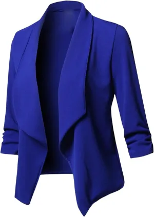 3/4 Sleeve Blazer for Women Business Casual Open Front Cardigan Lightweight Cropped Jacket Work Office Blazers