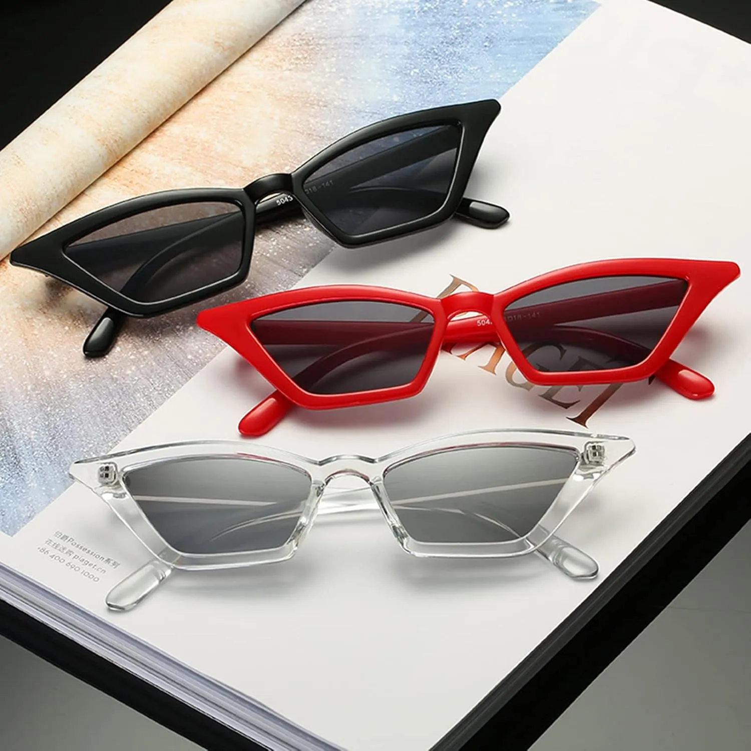 AIEYEZO Fashion Cat Eye Sunglasses for Women Small Frame Cateye Glasses Stylish Retro Cateye Shades