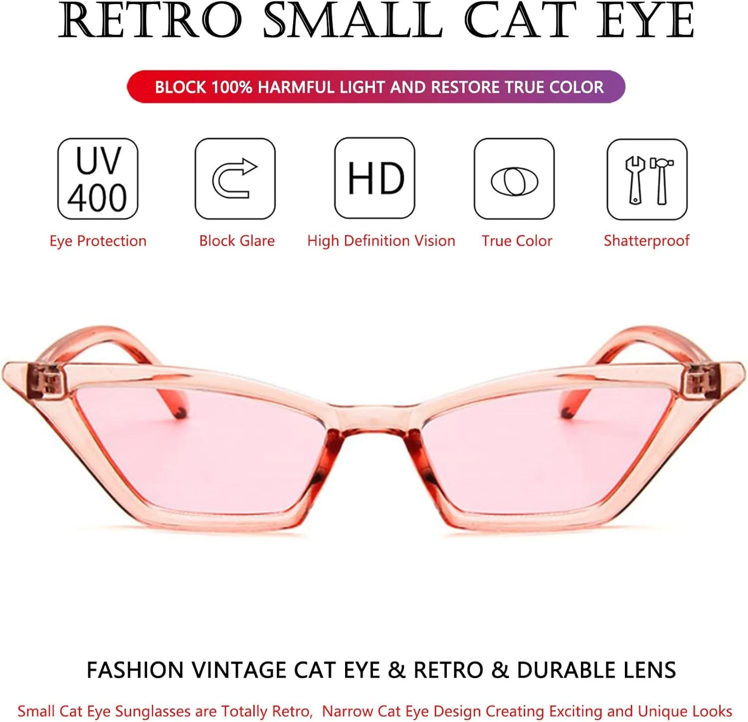 AIEYEZO Fashion Cat Eye Sunglasses for Women Small Frame Cateye Glasses Stylish Retro Cateye Shades
