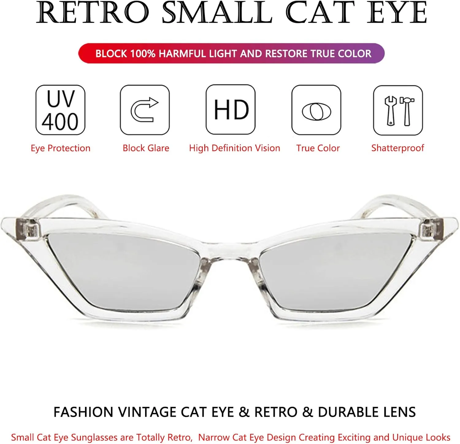 AIEYEZO Fashion Cat Eye Sunglasses for Women Small Frame Cateye Glasses Stylish Retro Cateye Shades