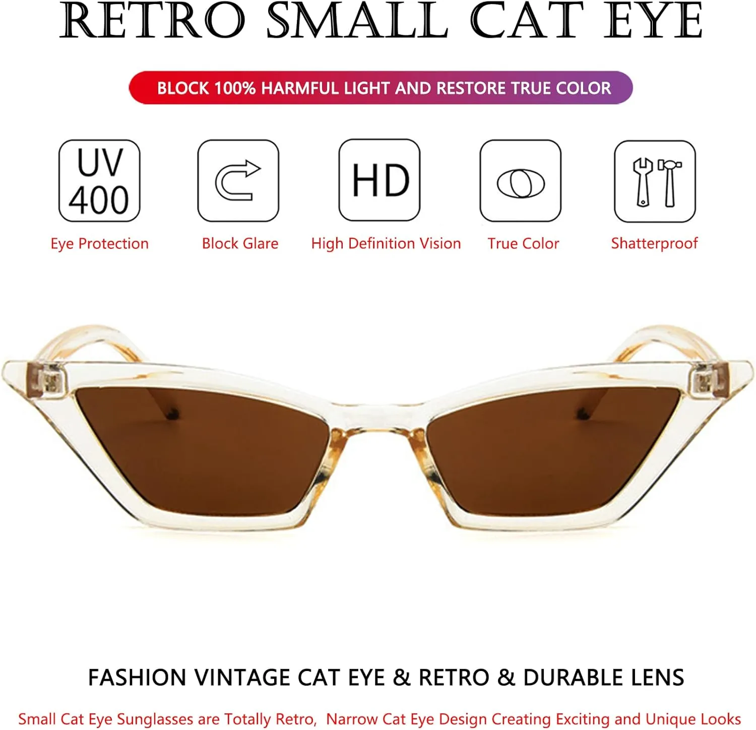 AIEYEZO Fashion Cat Eye Sunglasses for Women Small Frame Cateye Glasses Stylish Retro Cateye Shades