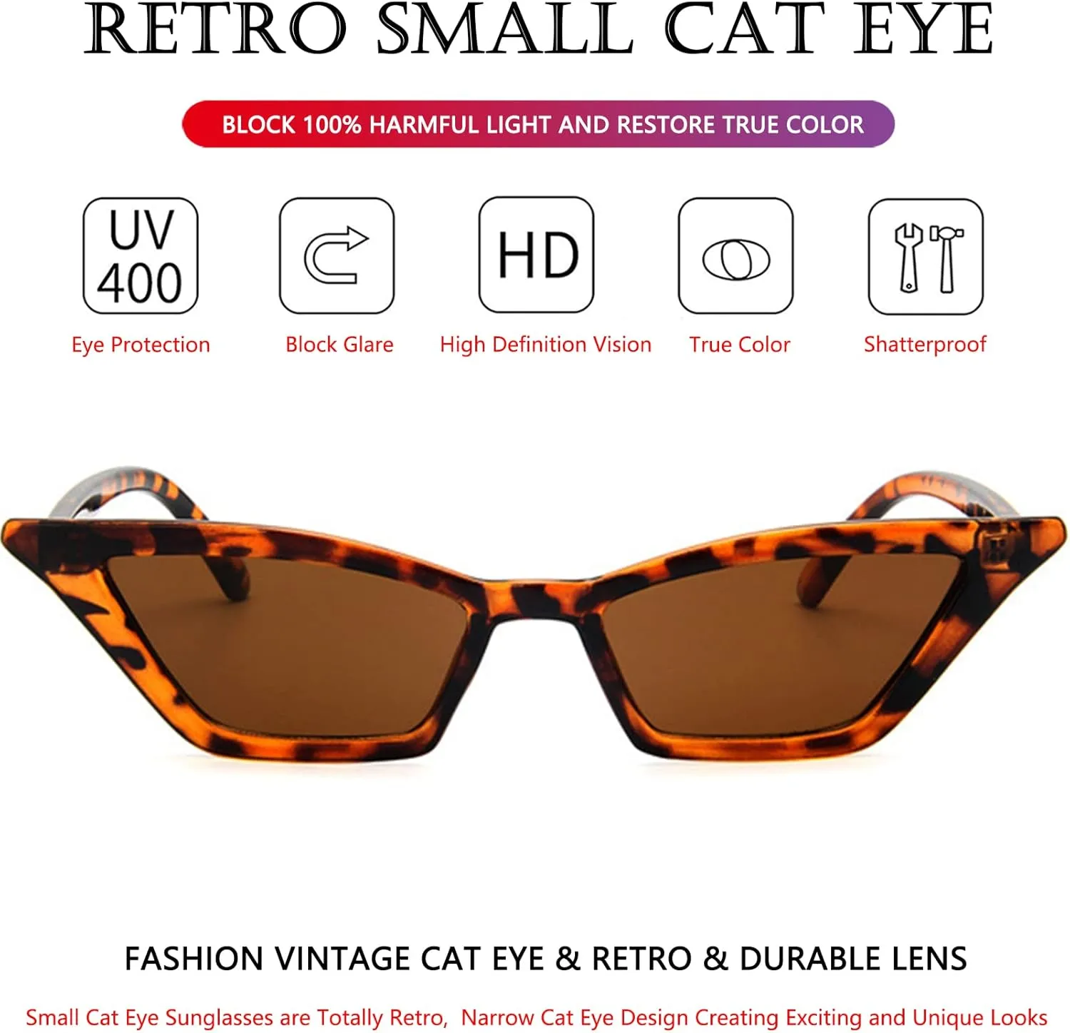 AIEYEZO Fashion Cat Eye Sunglasses for Women Small Frame Cateye Glasses Stylish Retro Cateye Shades