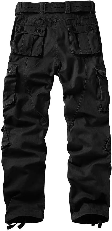 AKARMY Men's Casual Relaxed Fit Cargo Pants with Pockets, Outdoor Camo Cotton Work Pants for Men(No Belt)