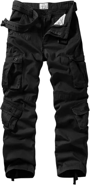 AKARMY Men's Casual Relaxed Fit Cargo Pants with Pockets, Outdoor Camo Cotton Work Pants for Men(No Belt)