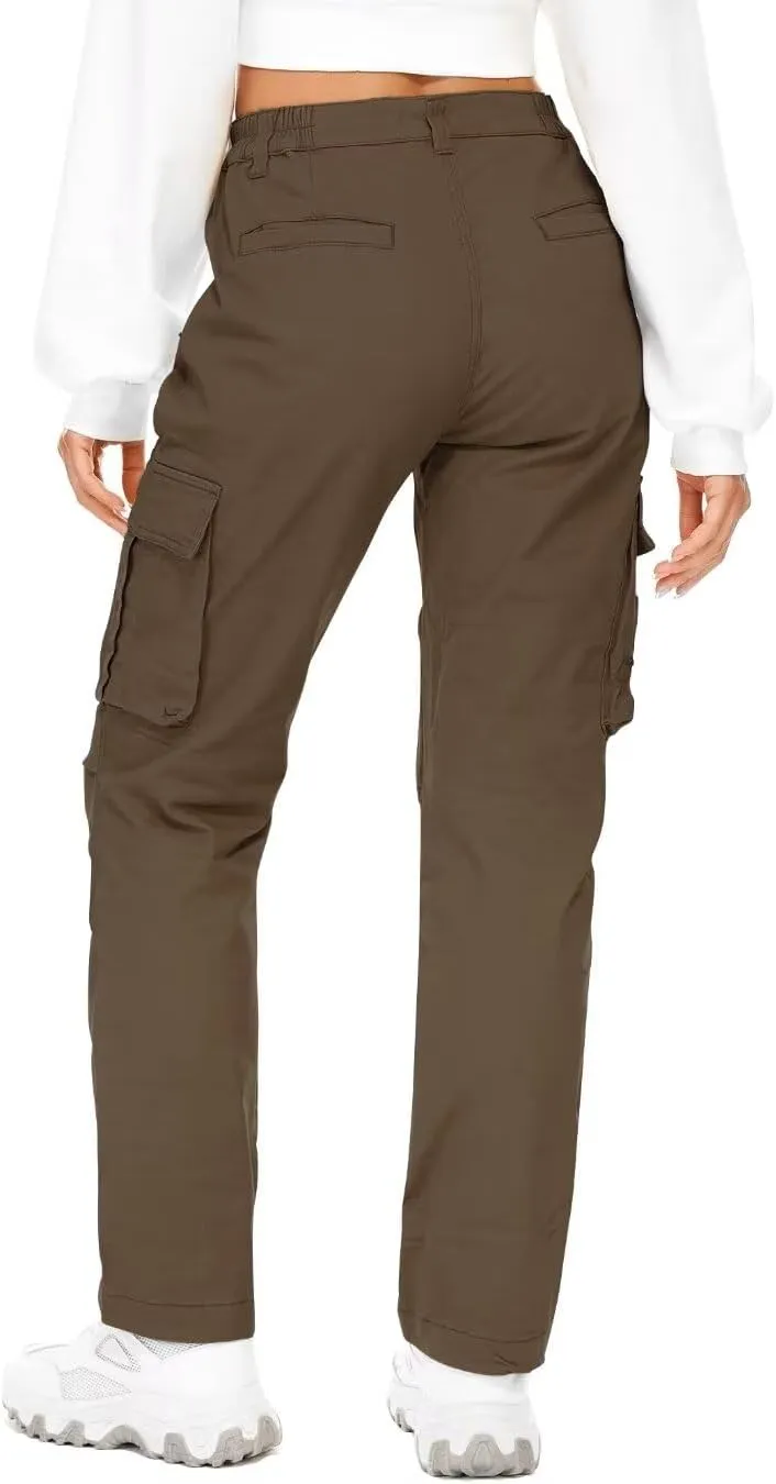 AKARMY Women's Relaxed Fit Cargo Pants Outdoor Sport Hiking Pants Casual Pants Parachute Pants with Zipper Pockets