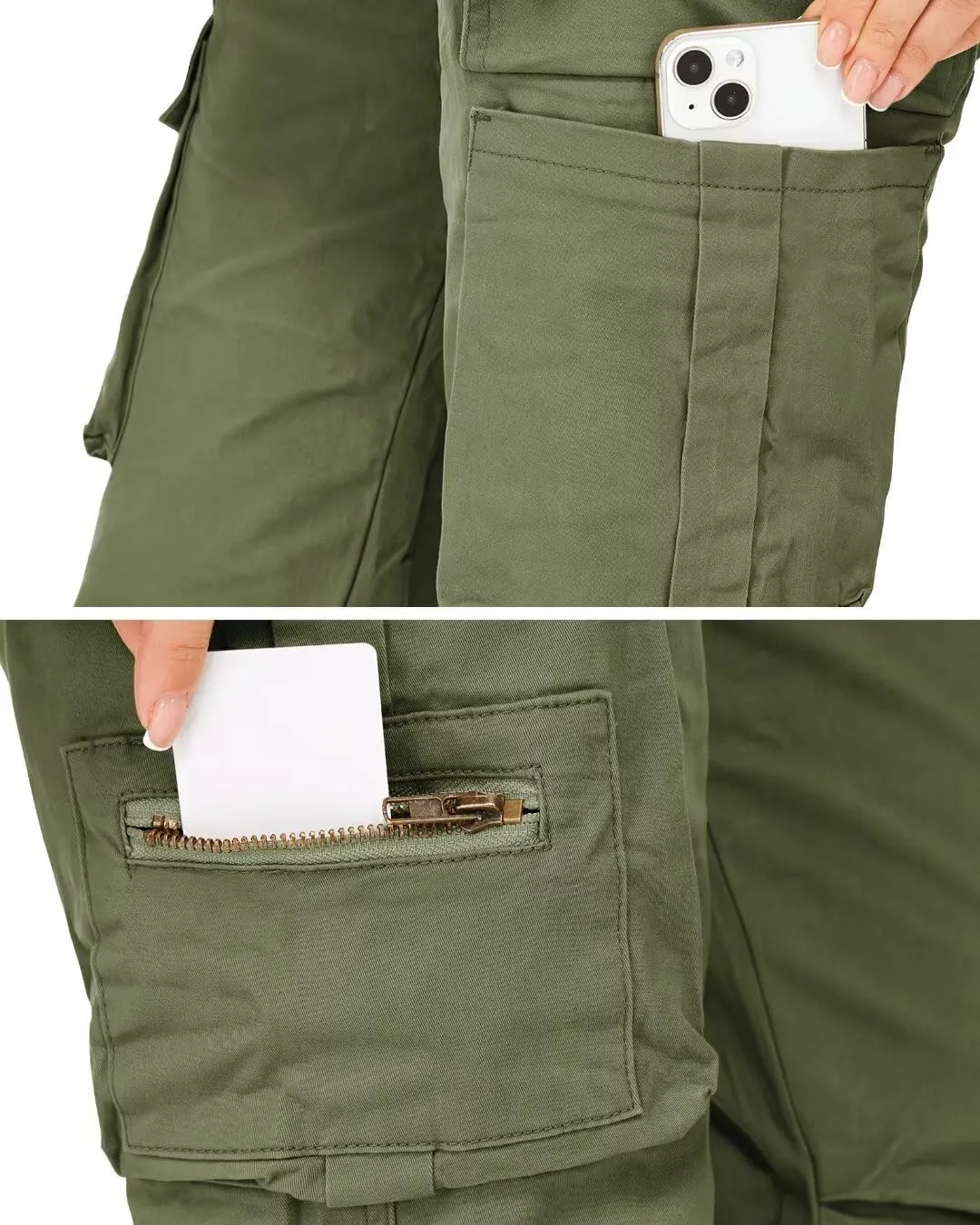 AKARMY Women's Relaxed Fit Cargo Pants Outdoor Sport Hiking Pants Casual Pants Parachute Pants with Zipper Pockets