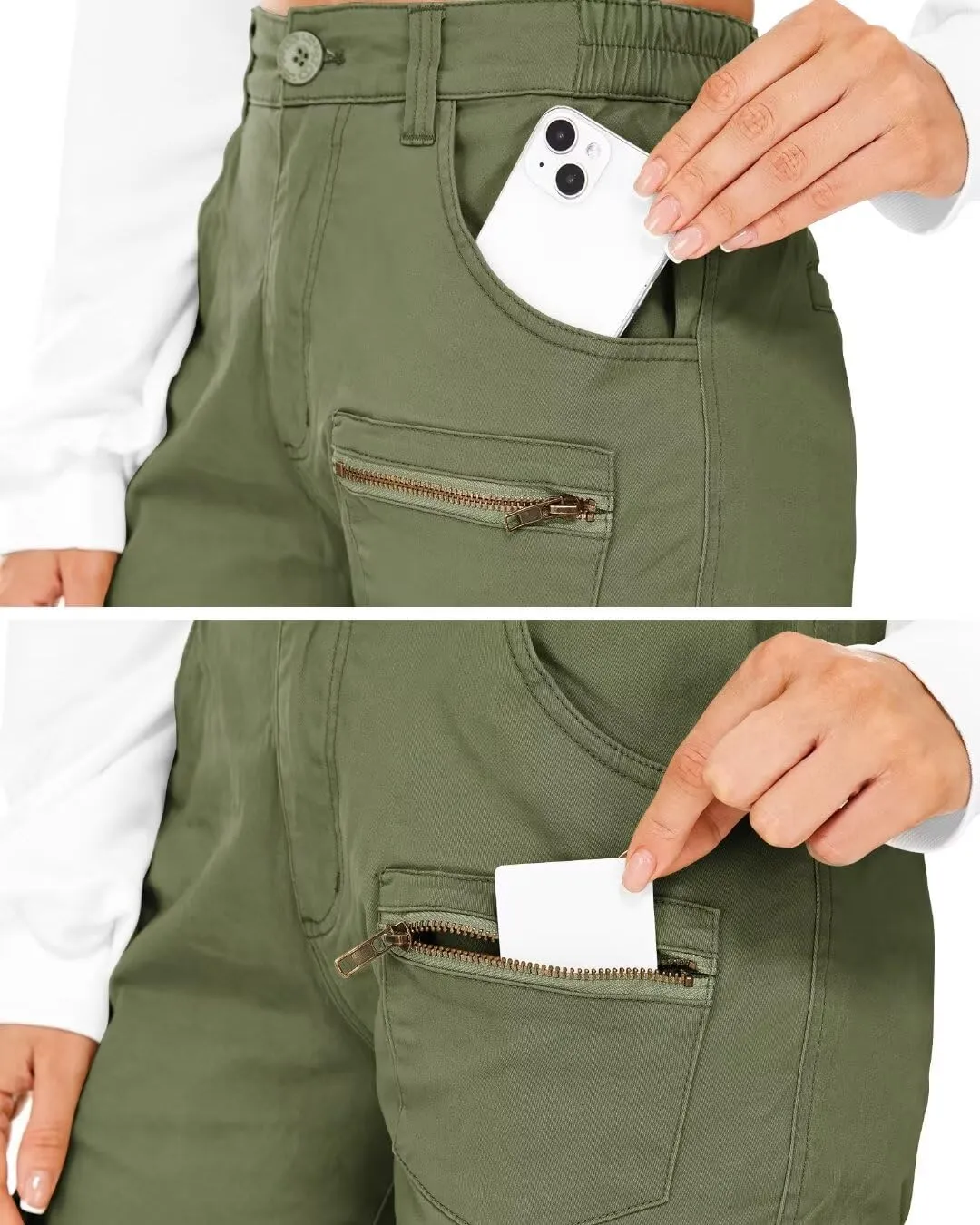AKARMY Women's Relaxed Fit Cargo Pants Outdoor Sport Hiking Pants Casual Pants Parachute Pants with Zipper Pockets