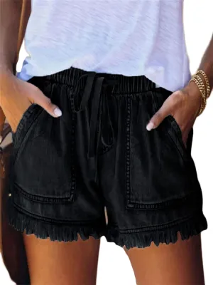 Andongnywell Womens Shorts Elastic Waisted Summer Casual Short Pants high Waist Summer Fashion Denim Shorts