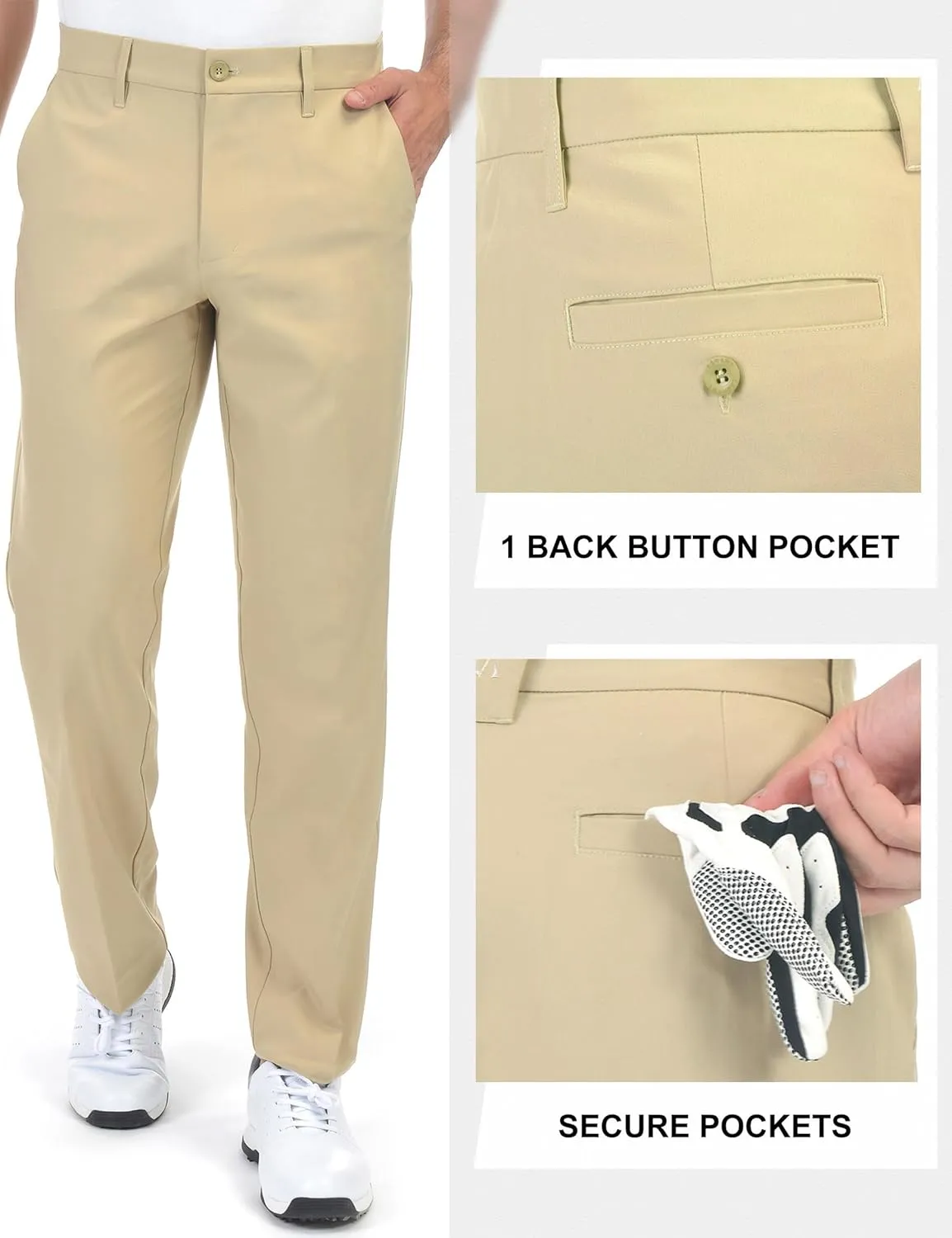Bakery Men's Golf Pants Stretch Lightweight Straight Relaxed Fit Flat Front Pants