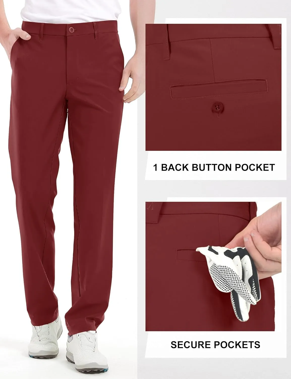 Bakery Men's Golf Pants Stretch Lightweight Straight Relaxed Fit Flat Front Pants