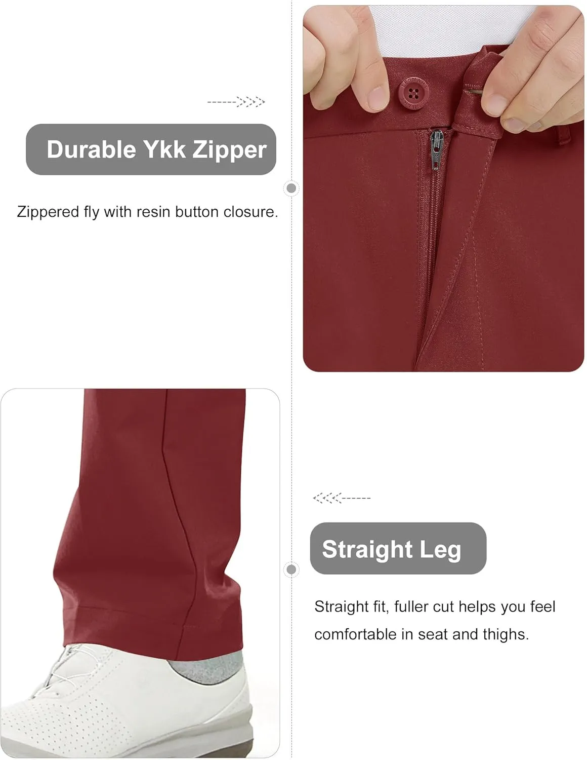 Bakery Men's Golf Pants Stretch Lightweight Straight Relaxed Fit Flat Front Pants