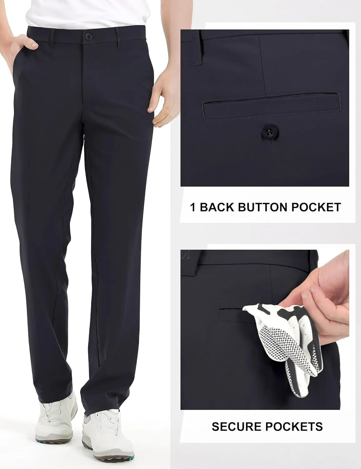 Bakery Men's Golf Pants Stretch Lightweight Straight Relaxed Fit Flat Front Pants