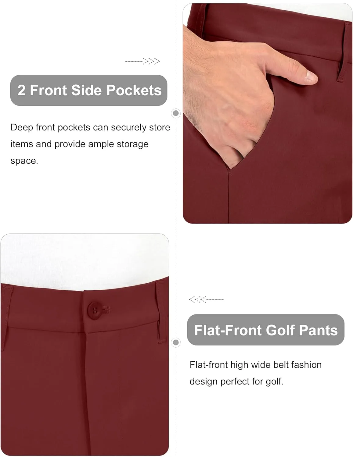 Bakery Men's Golf Pants Stretch Lightweight Straight Relaxed Fit Flat Front Pants