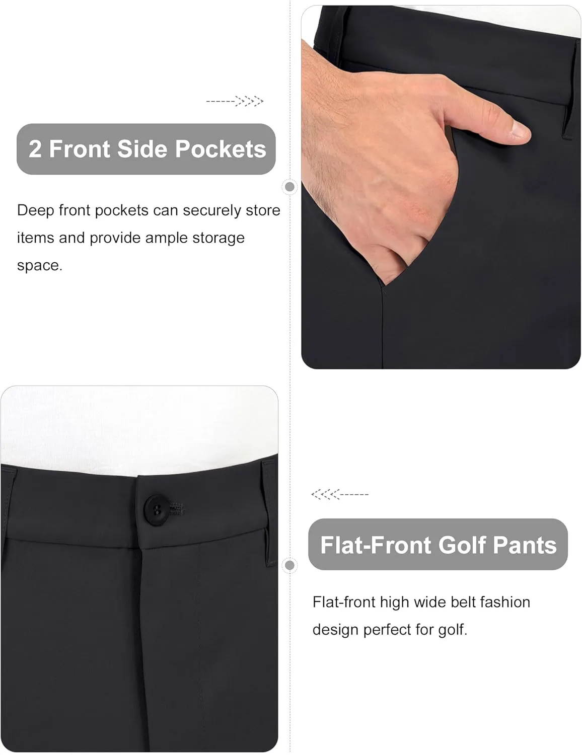 Bakery Men's Golf Pants Stretch Lightweight Straight Relaxed Fit Flat Front Pants