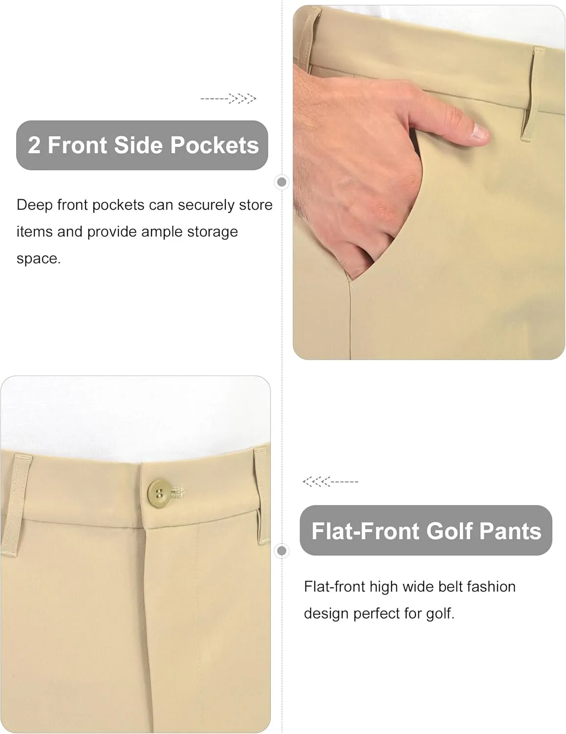 Bakery Men's Golf Pants Stretch Lightweight Straight Relaxed Fit Flat Front Pants