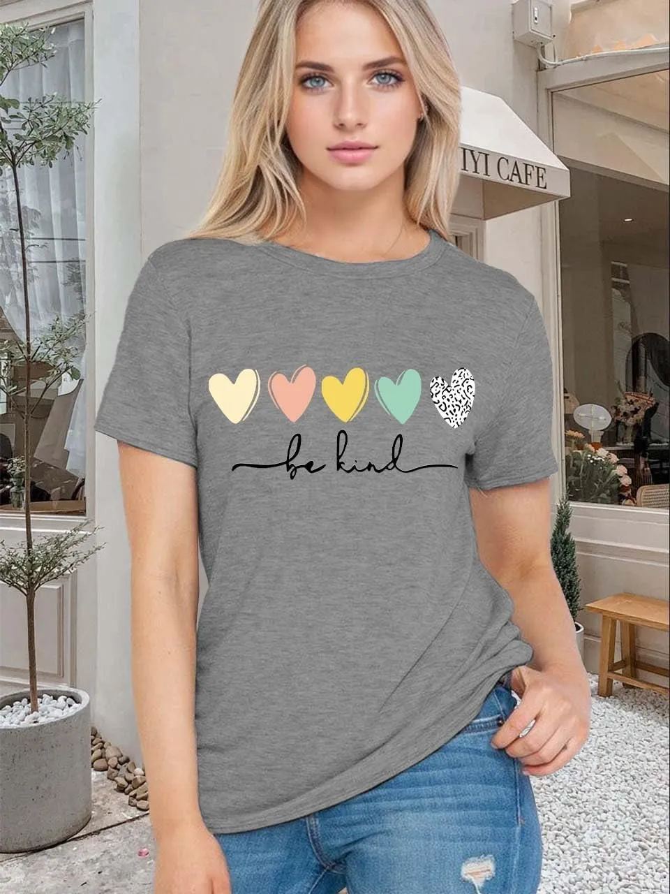 Be Kind T Shirts Women Graphic Blessed Teacher Shirt Short Sleeve Inspirational Heart Print Graphic Tees
