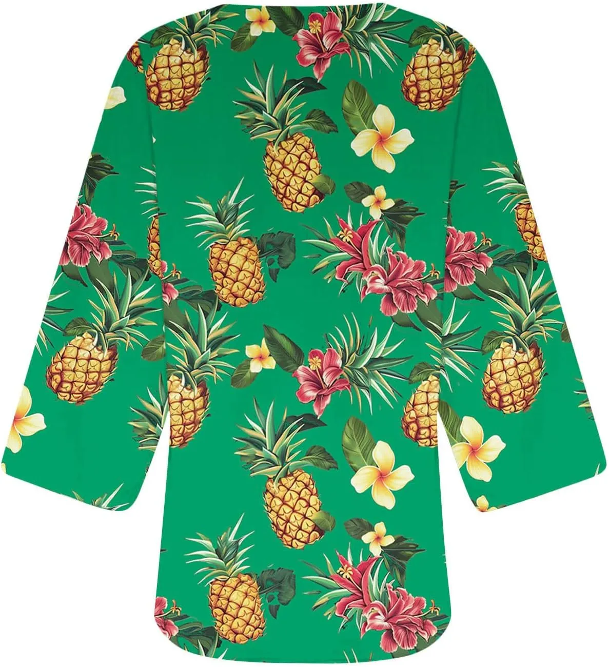 Beach Coverups for Women Floral Printed 3/4 Sleeve Kimono Loose Open Front Cardigan Summer Vacation Outfits