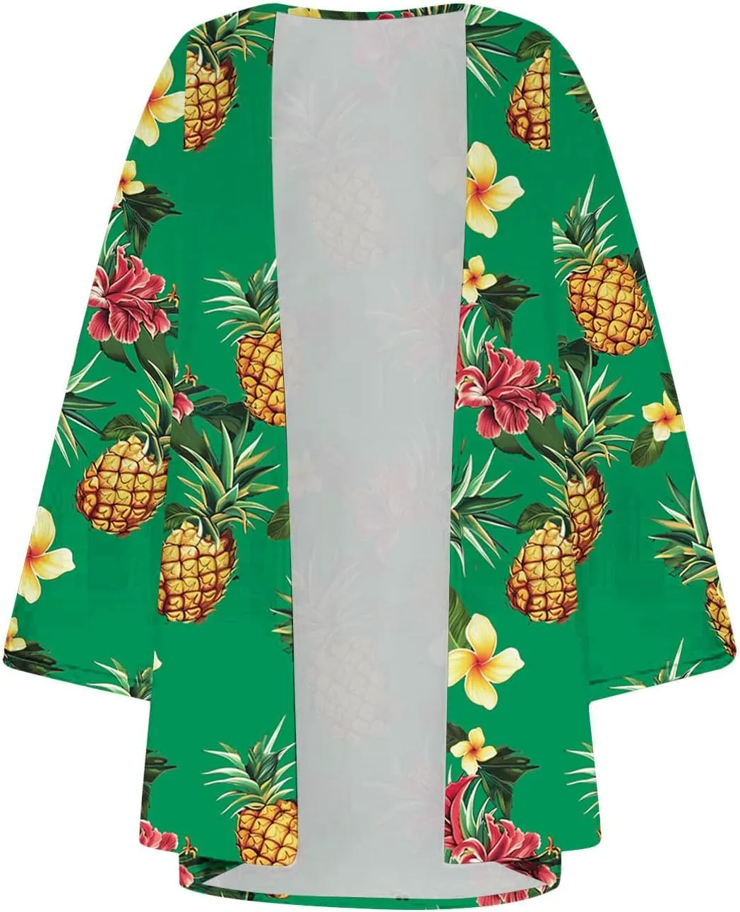 Beach Coverups for Women Floral Printed 3/4 Sleeve Kimono Loose Open Front Cardigan Summer Vacation Outfits