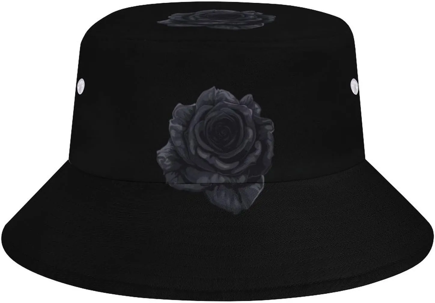 Beautiful Black Rose Flower Bucket Hat Summer Sun Hat Fishing Cap for Men Women for Beach