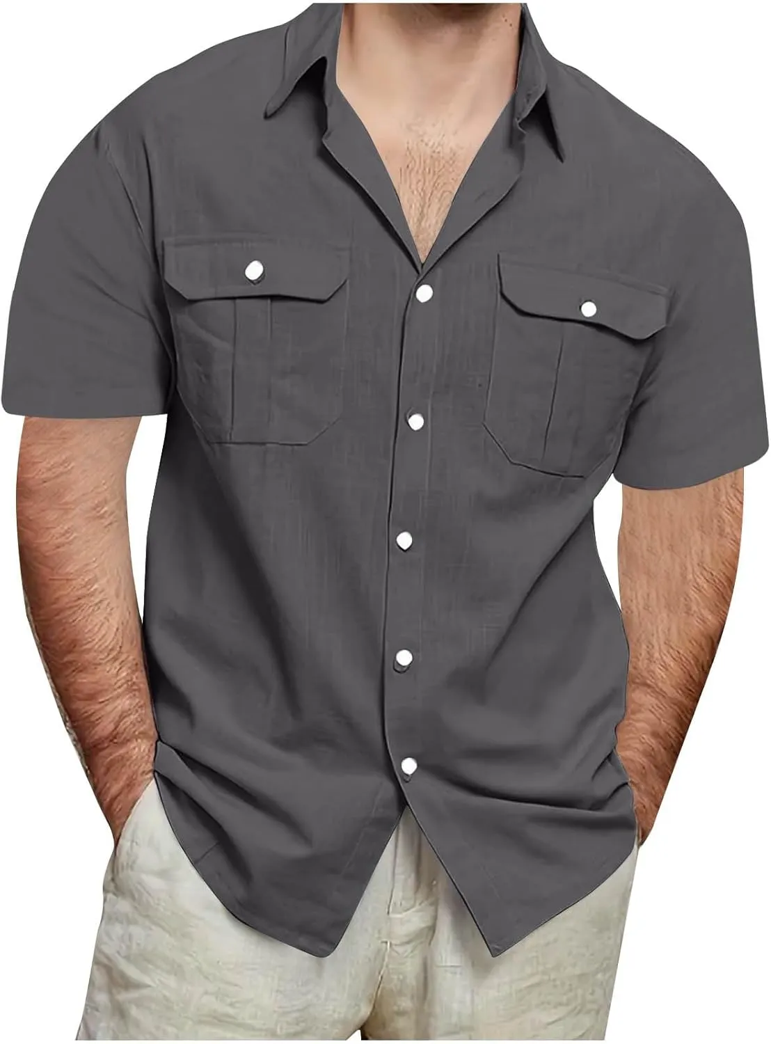 Big and Tall T Shirts for Men 2025 Trendy Short Sleeve Button Down Shirt Summer Fashion Cotton Linen Tops Tees