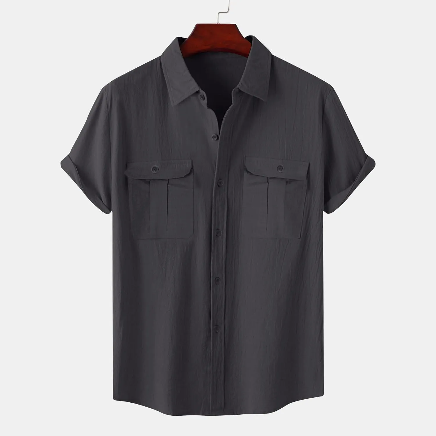 Big and Tall T Shirts for Men 2025 Trendy Short Sleeve Button Down Shirt Summer Fashion Cotton Linen Tops Tees