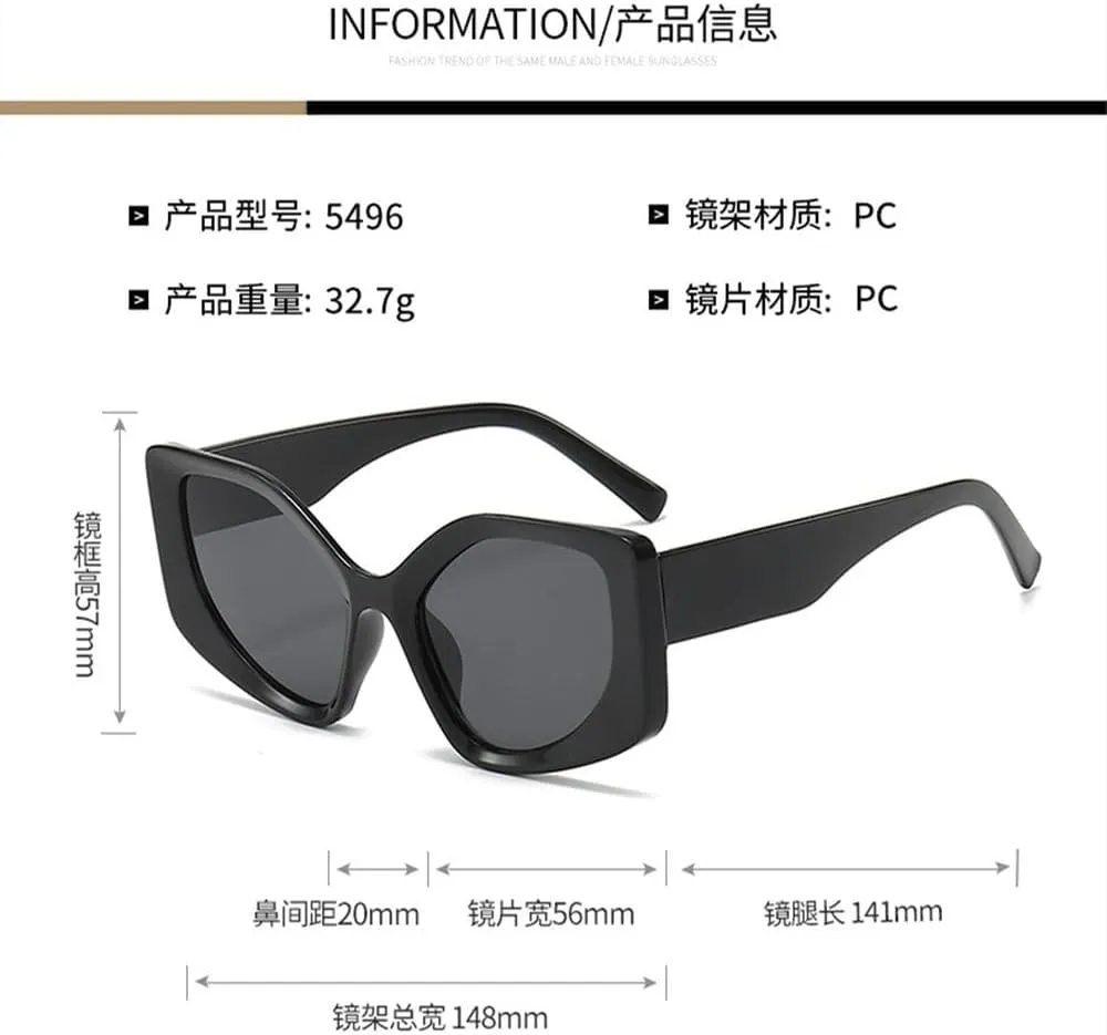 Big Frame Vintage Cat Eye Sunglasses Women Men Sun Glasses Retro Polygon Eye Glasses for Male Female