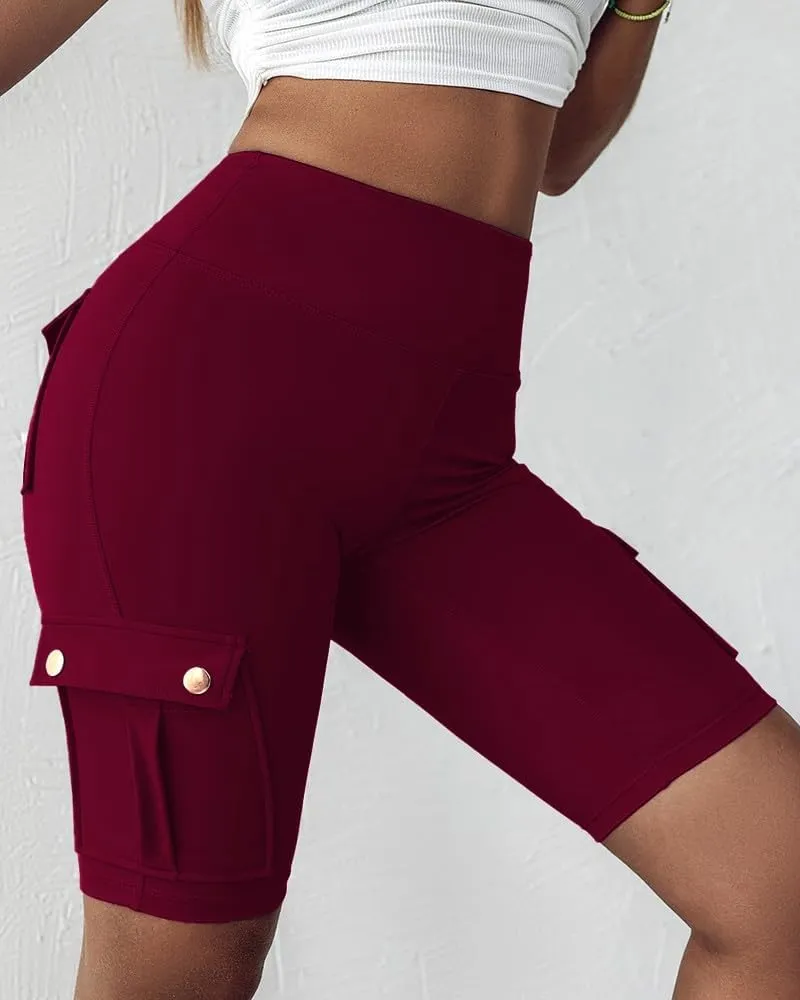 Biker Shorts for Women Tummy Control Butt Lifting Shorts Knee Length High Waist Short Leggings Gym Workout Shorts