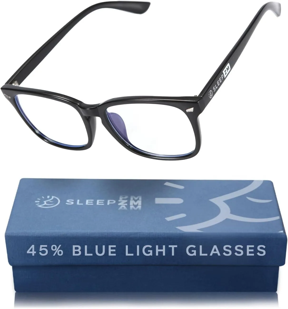 Blue Light Blocking Glasses for Computer, TV, Gaming Improve Sleep by Naturally Producing Melatonin for Women   Men - Daytime Clear Lens - Black Wayfarer Frame