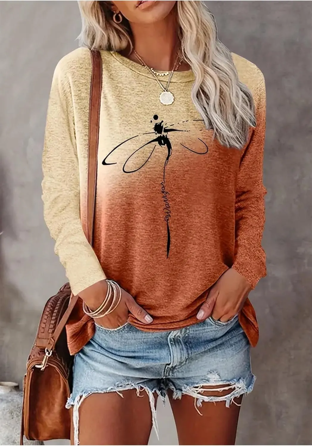 Boho Flower T Shirts for Women Floral Graphic Tees Nashville Music Long Sleeve Shirt Wildflower Causal Loose Tops Outfit