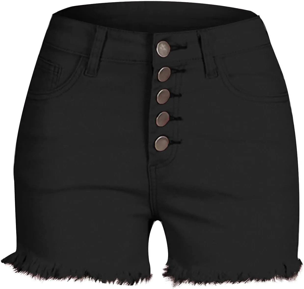 BTDECLAR Women's Raw Hem Jeans Shorts High Waisted Stretchy Frayed Distressed Denim Shorts Slim Casual Comfy Cargo Shorts