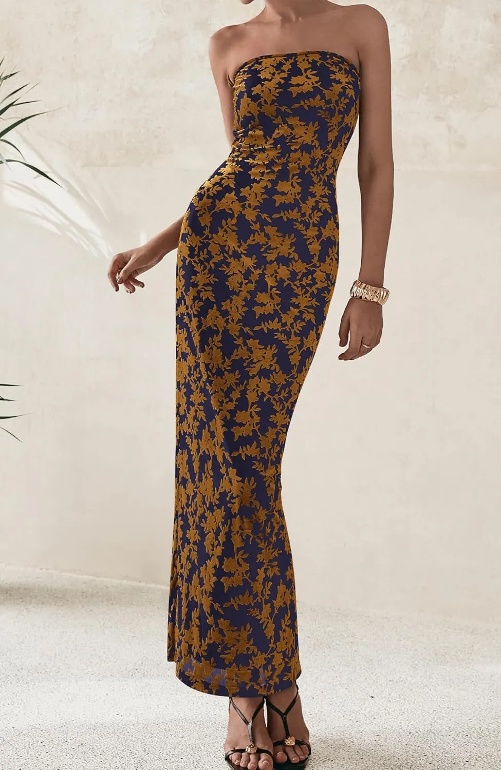 BTFBM Women Spring Dresses 2025 Elegant Wedding Guest Dresses Bodycon Tube Maxi Dress Split Floral Cocktail Dress