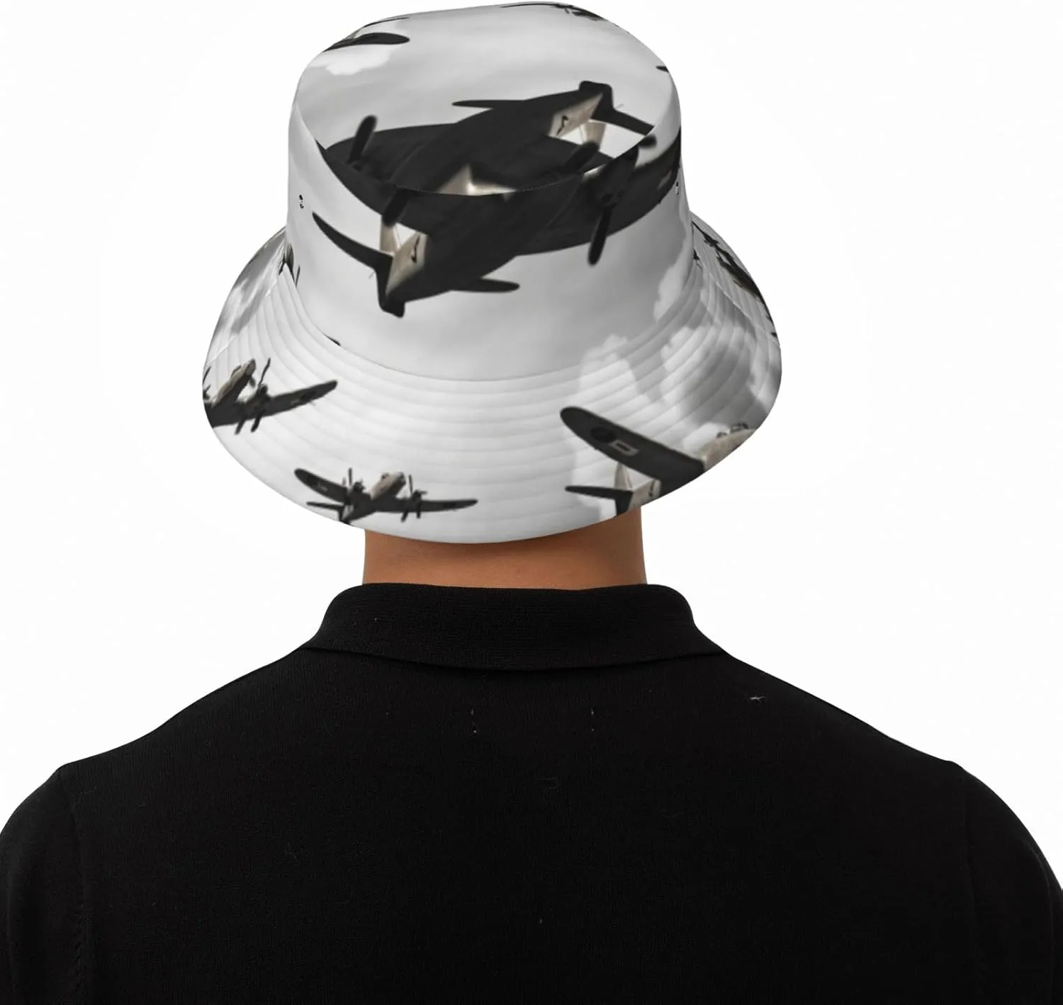 Bucket Hat Wide Brim Sun Hat Big Black Wolf with red Eyes Fishing Hat Unisex Fishing Cap for Travel Beach