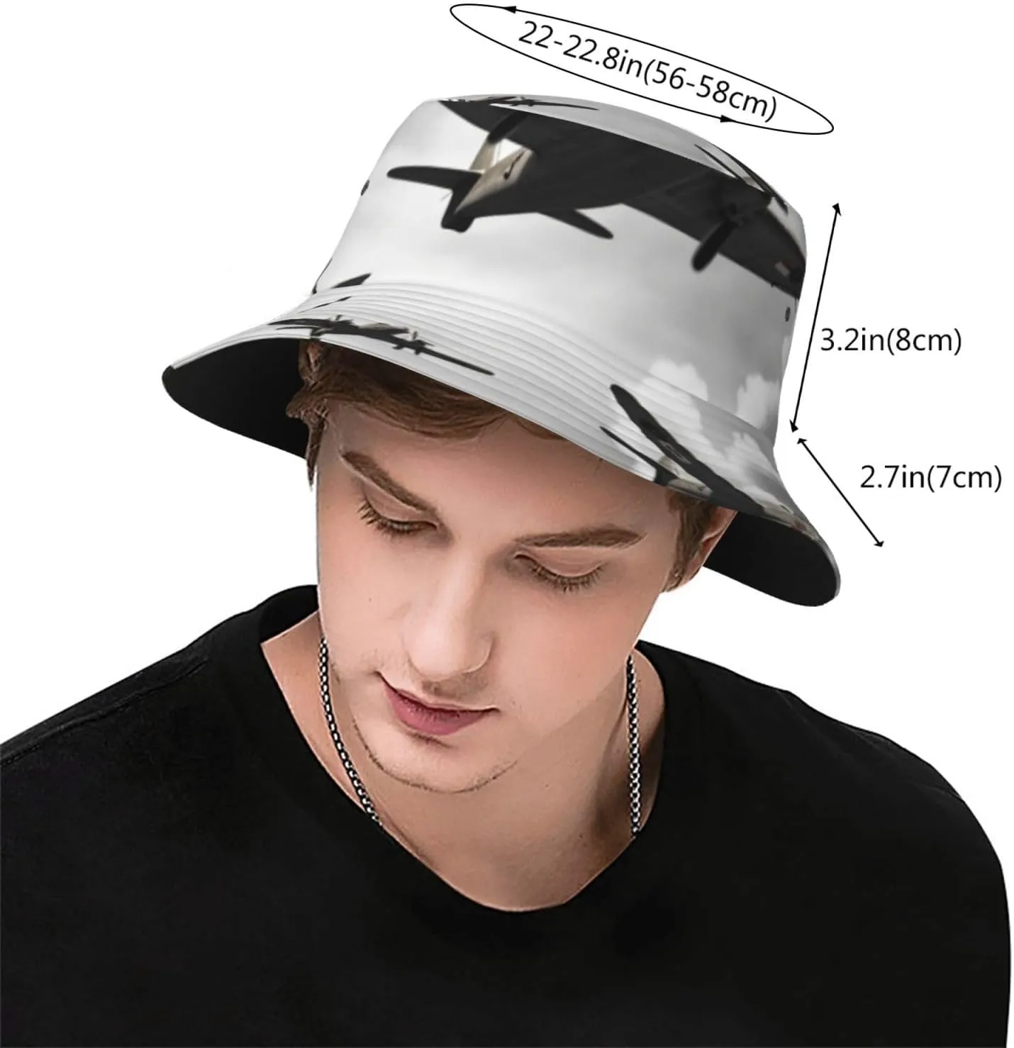 Bucket Hat Wide Brim Sun Hat Big Black Wolf with red Eyes Fishing Hat Unisex Fishing Cap for Travel Beach