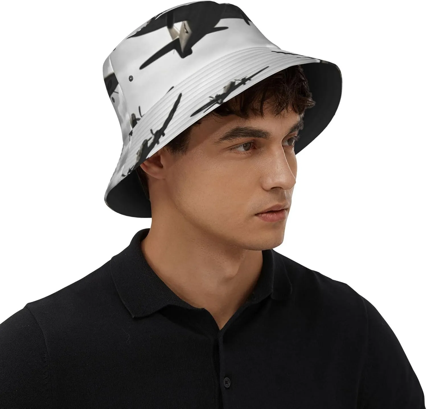 Bucket Hat Wide Brim Sun Hat Big Black Wolf with red Eyes Fishing Hat Unisex Fishing Cap for Travel Beach