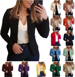 Business Blazers for Women Casual 2024 Fall Long Sleeve Blazer Solid Color Open Front Work Office Jacket