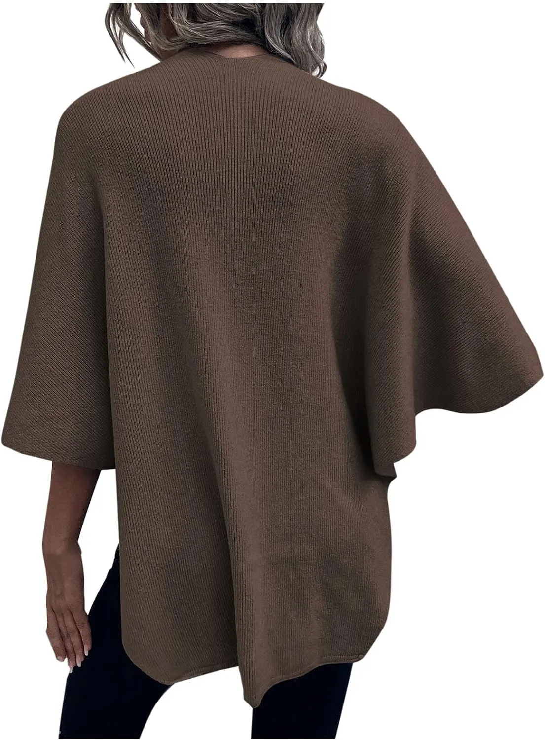 Cardigan for Women Winter Cloak Shawl Wraps Faux Fur Pompoms Irregular Hem Cape Warm Open Front Knit Sweater Shawls