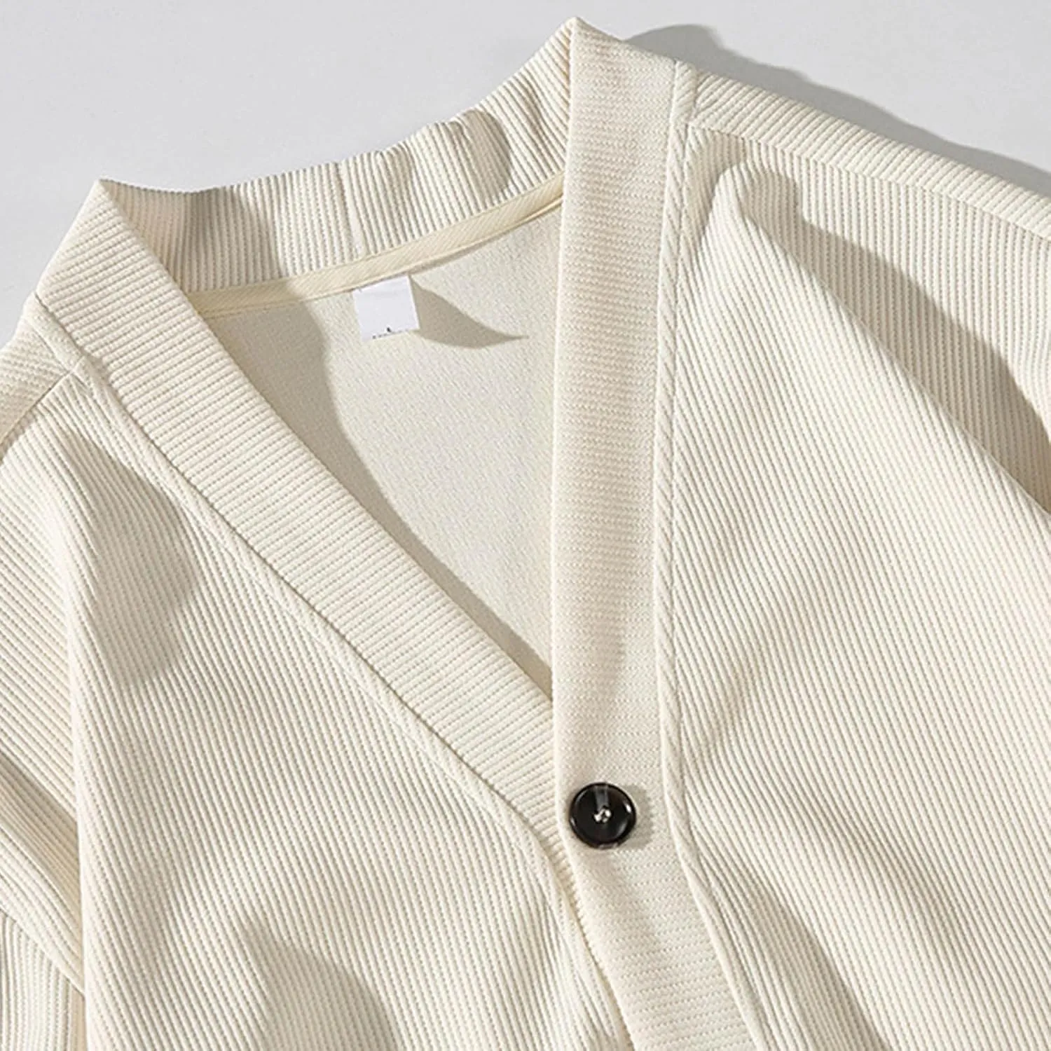 Cardigan Sweaters for Men Button Down Knit Sweater V Neck Ribbed Cardigan Lightweight Long Sleeve Sweater with Pockets