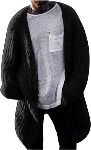 Cardigan Sweaters for Men,Fashion Solid Chunky Knit Wool Blends Button Down Knitted Cardigans Sweater Fall Winter Coat