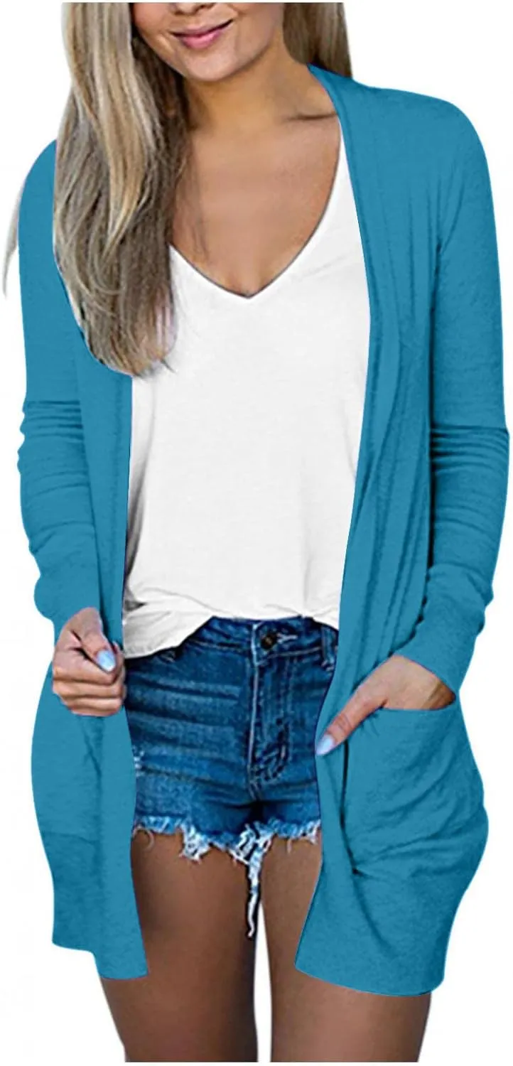 Cardigan Sweaters for Women Lightweight Long Sleeve Pockets 2024 Fall Open Front Cardigan Jackets Trendy Work Shirts
