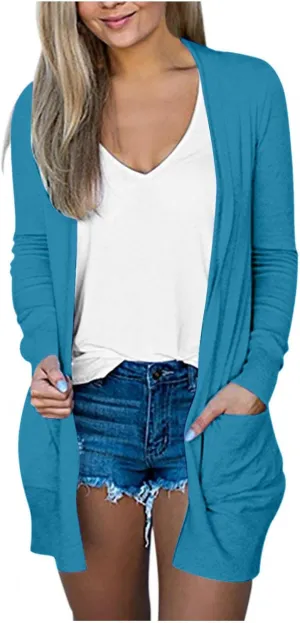 Cardigan Sweaters for Women Lightweight Long Sleeve Pockets 2024 Fall Open Front Cardigan Jackets Trendy Work Shirts