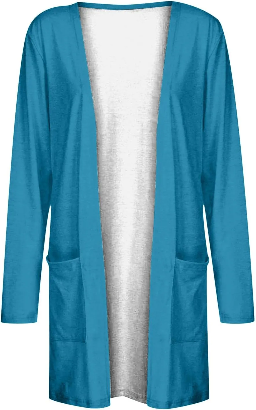 Cardigan Sweaters for Women Lightweight Long Sleeve Pockets 2024 Fall Open Front Cardigan Jackets Trendy Work Shirts