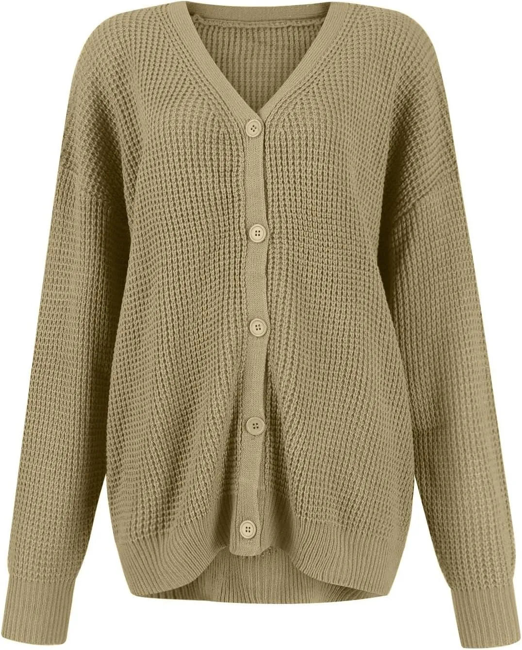 Cardigan Sweaters for Women Open Front Button Down Long Sleeve Knit Jacket Loose Fit Lightweight V Neck Outwear Coats
