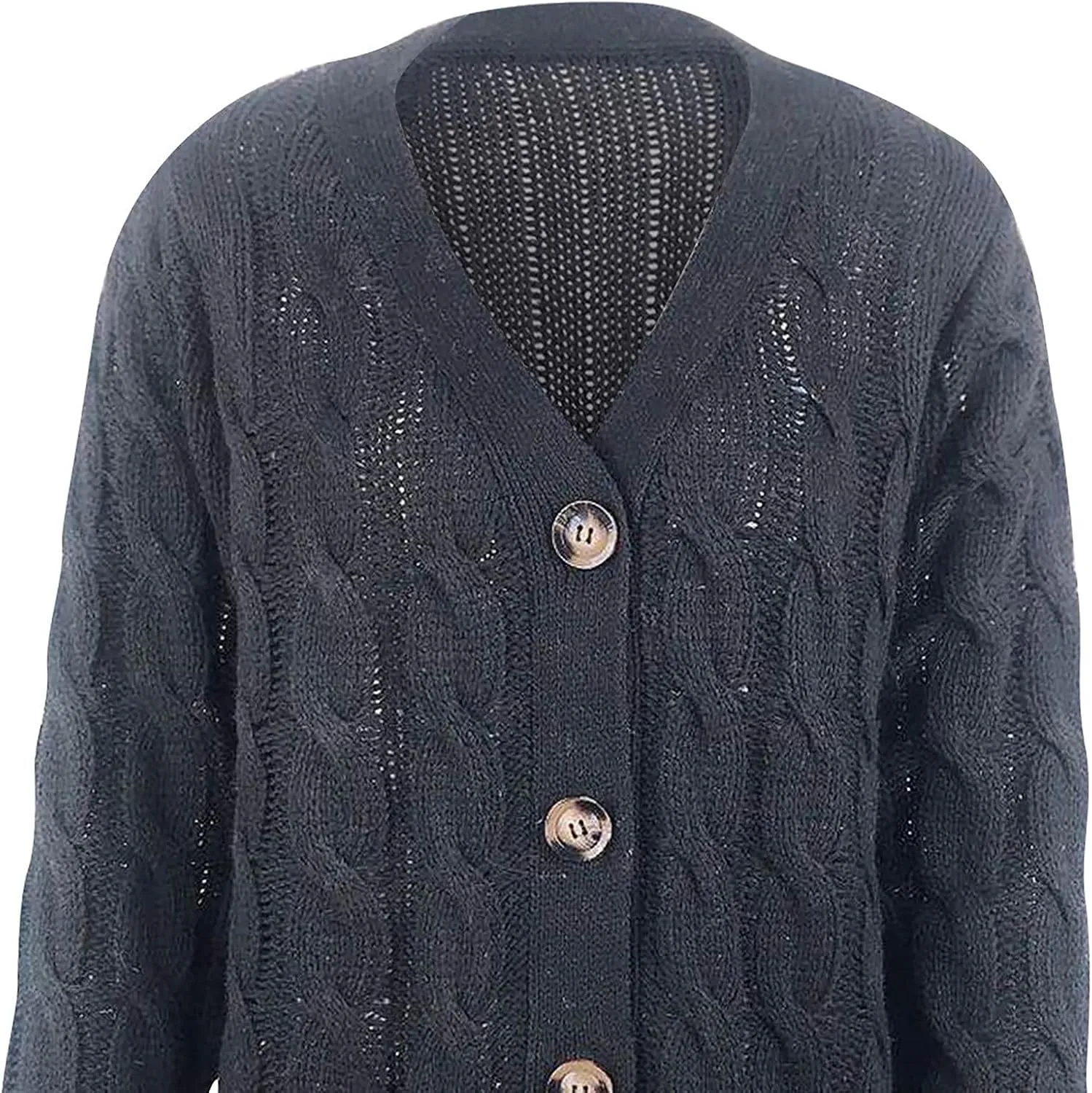 Cardigan Sweaters for Women Open Front Cardigan Sweater Fashion Button Knit Chunky Outwear Plus Size Coats Pocket