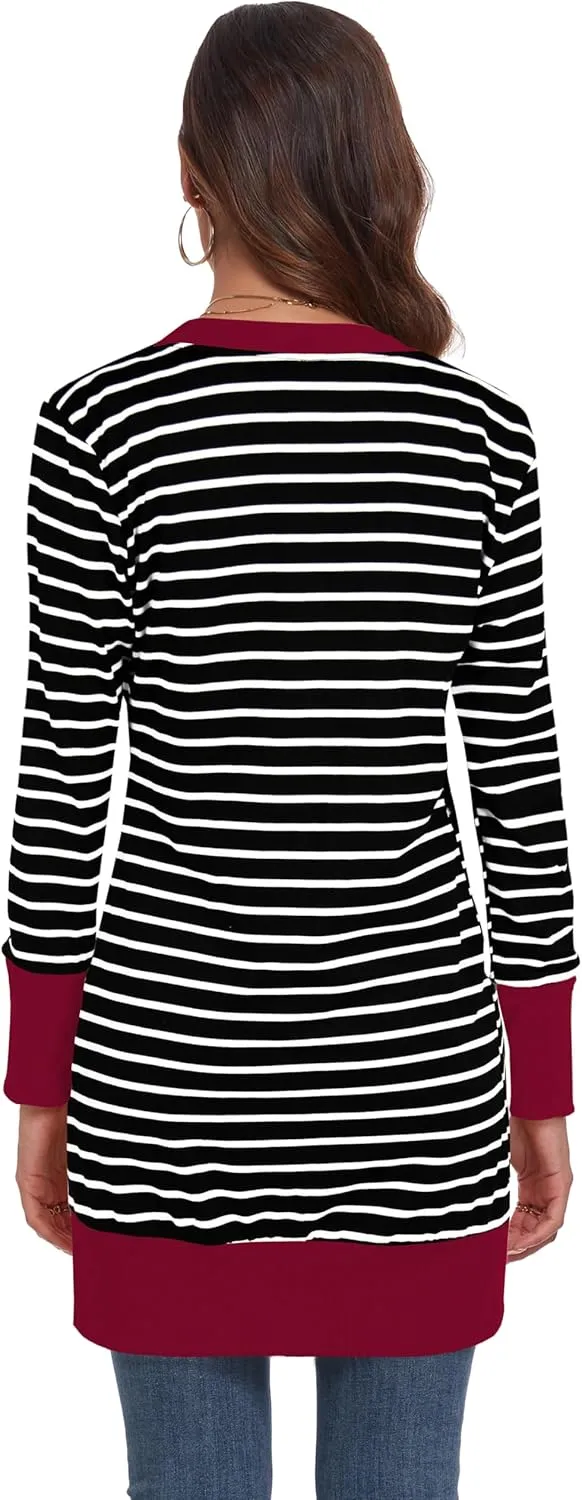 Cardigan Sweaters for Women Open Front Snap Button Knit Ribbed Cardigans Outfits