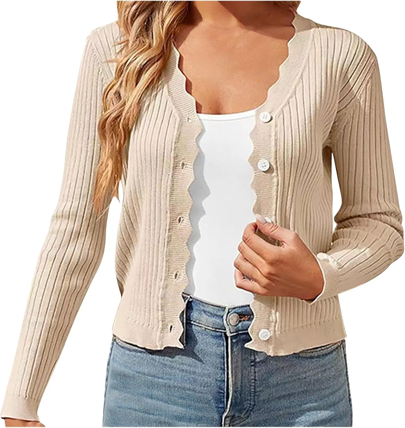 Cardigans for Women Trendy Cropped Solid Open Front Coat Fall Sweaters Vintage Womens Long Sleeve Tops Button Down